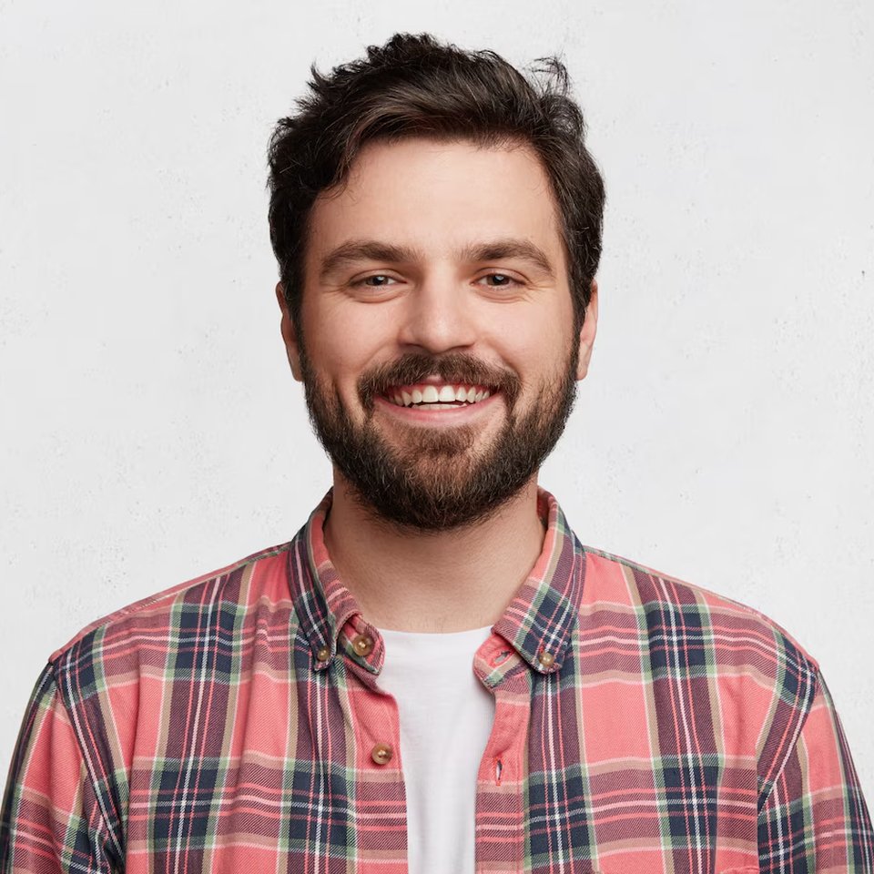 Young bearded man portrait &mdash; deepfake coverage scan